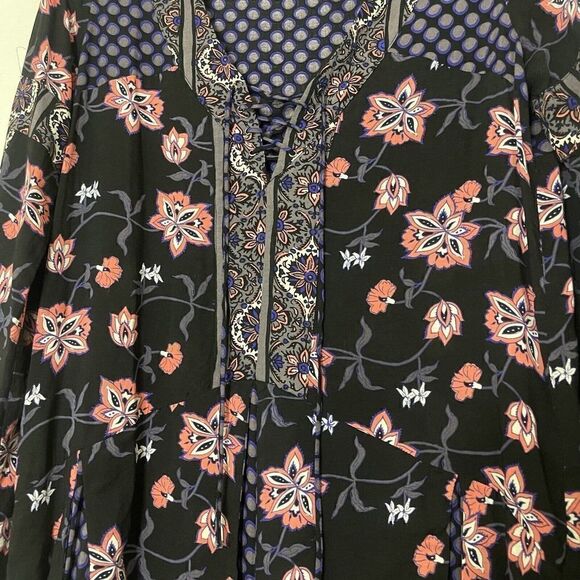 ANNA SUI x O'neill black blue floral boho mini dress size small - Picture 6 of 7